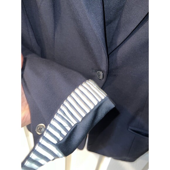 41 Hawthorn Jacket Womens L Blue Ponte Blazer Knit Single Button Contrast Cuff - Picture 7 of 9